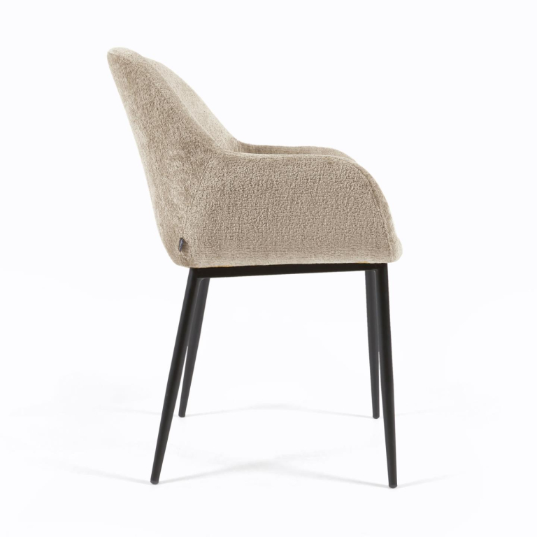 Kave Home Konna eetkamerstoel met stalen onderstel Beige Chenille