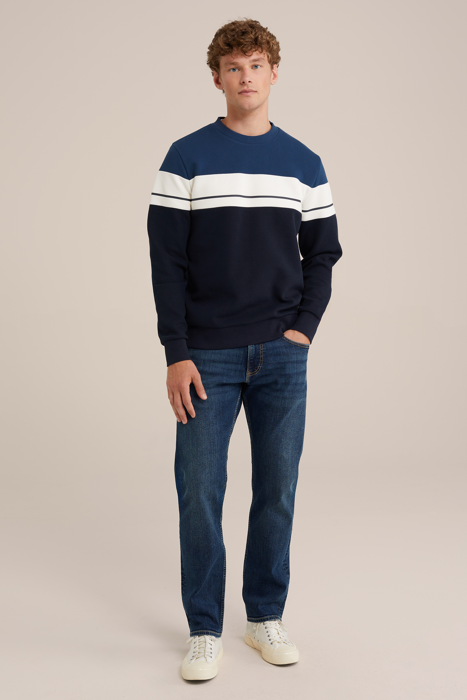 sweater met dessin WE Fashion Blauw