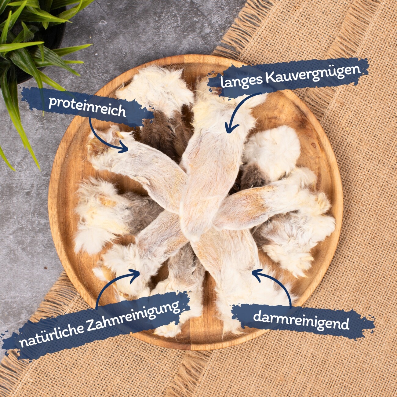 Lyra Pet Kaninchenohren mit Fell 1 kg