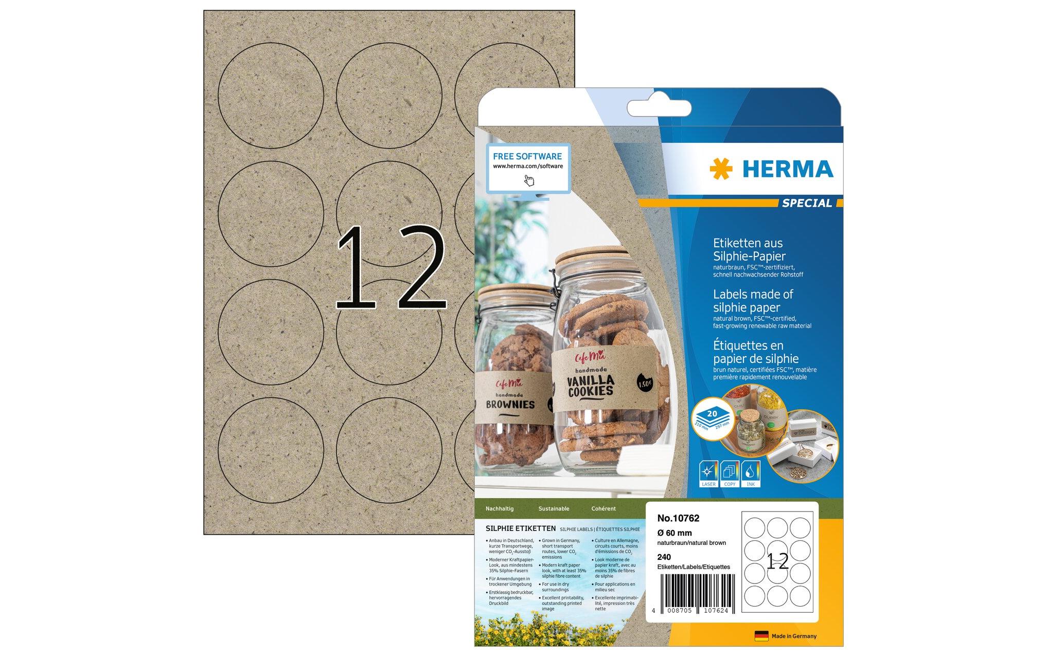 Runde Etiketten Ø 60 mm, 20 BlattUmweltfreundliche Produkt-Etiketten