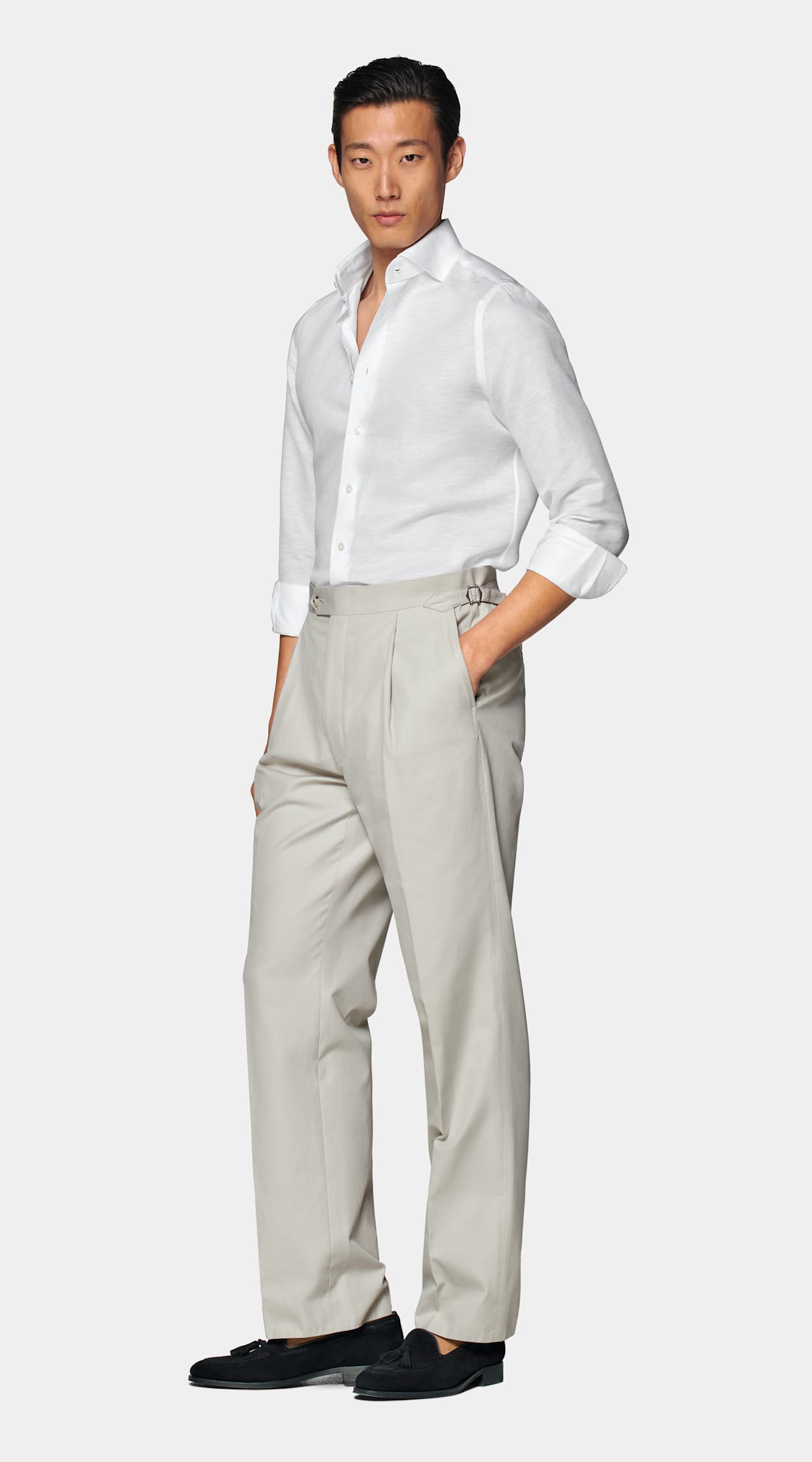 Chemise coupe très ajustée en twill blanche