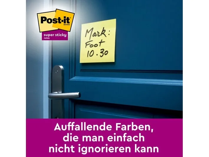 Post-it super sticky notes, 76 x 76 mm, gul, pakke a 24 stk.