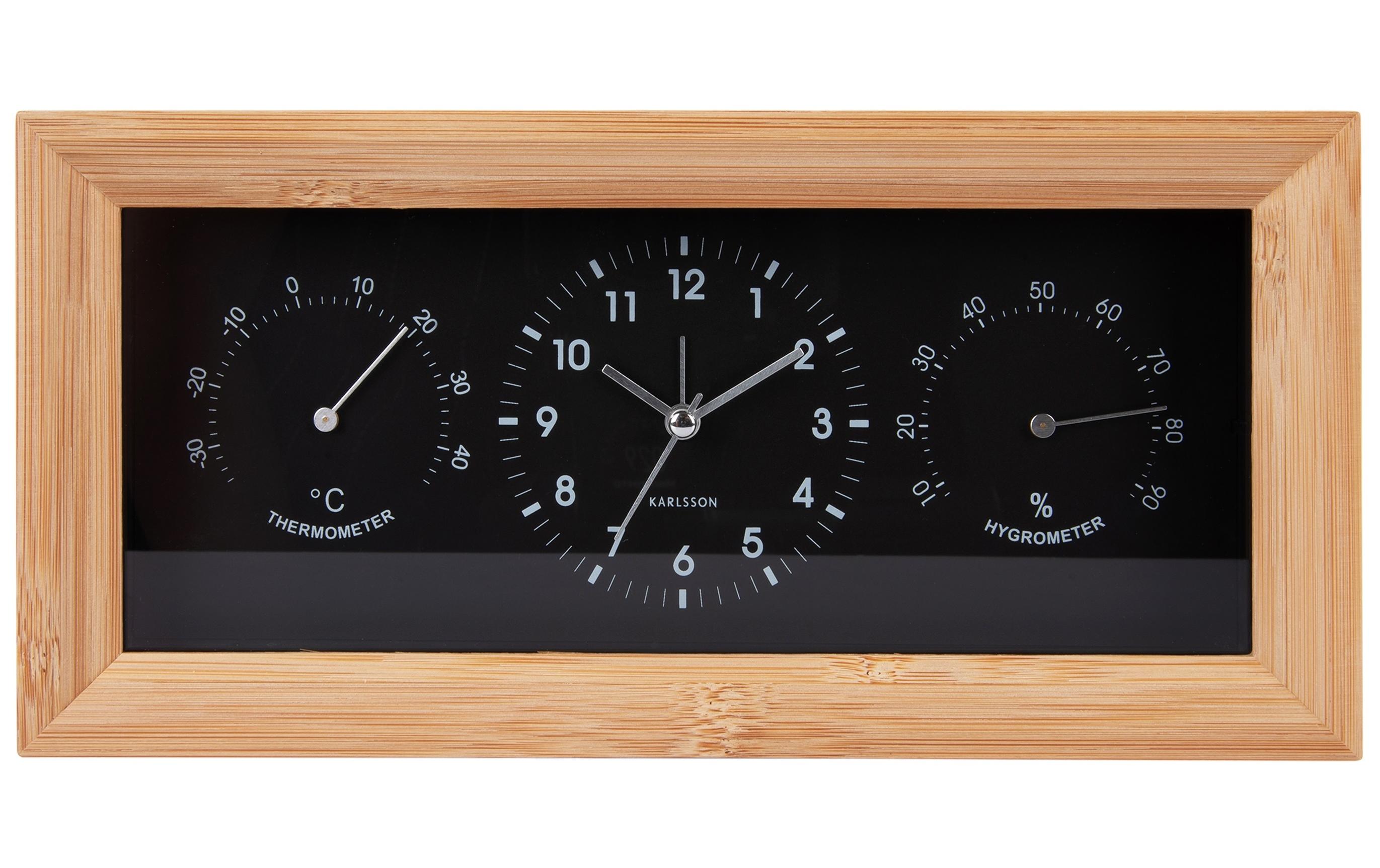 Klassischer Wecker Neat Rectangle Bambus / SchwarzBambuswecker