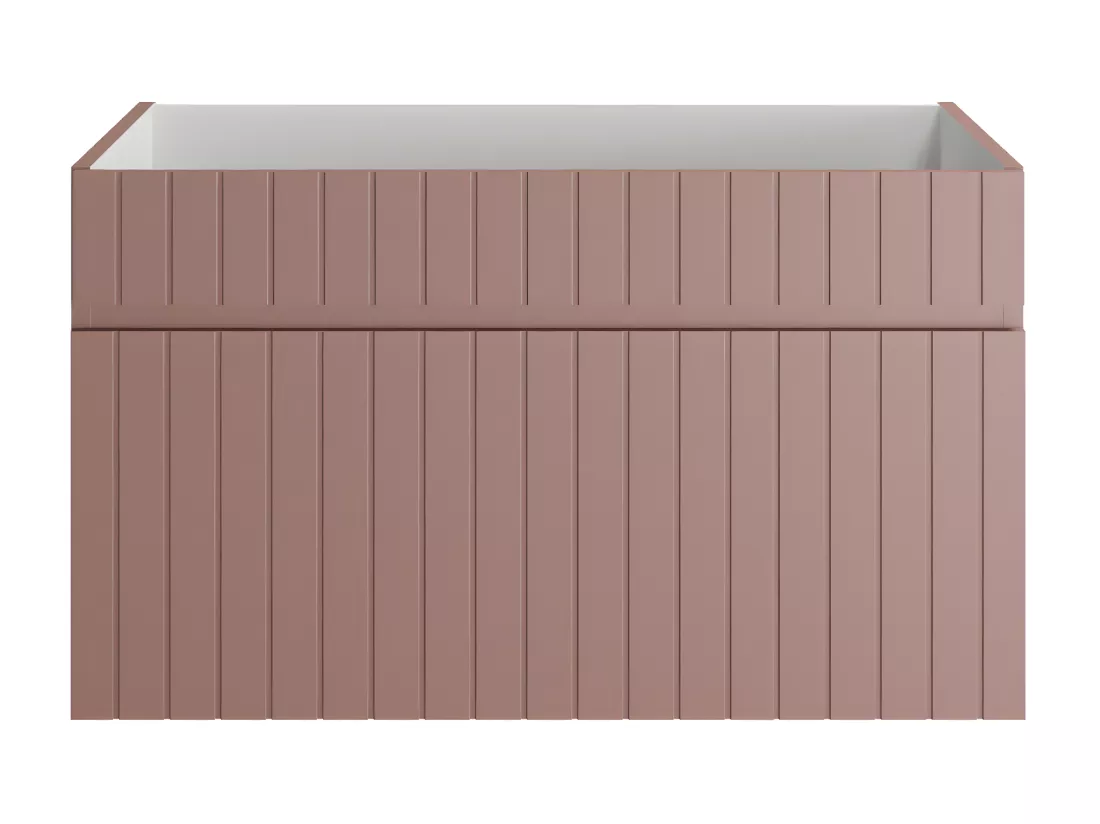 Meuble sous vasque suspendu strié rose - 80 cm - SATARA