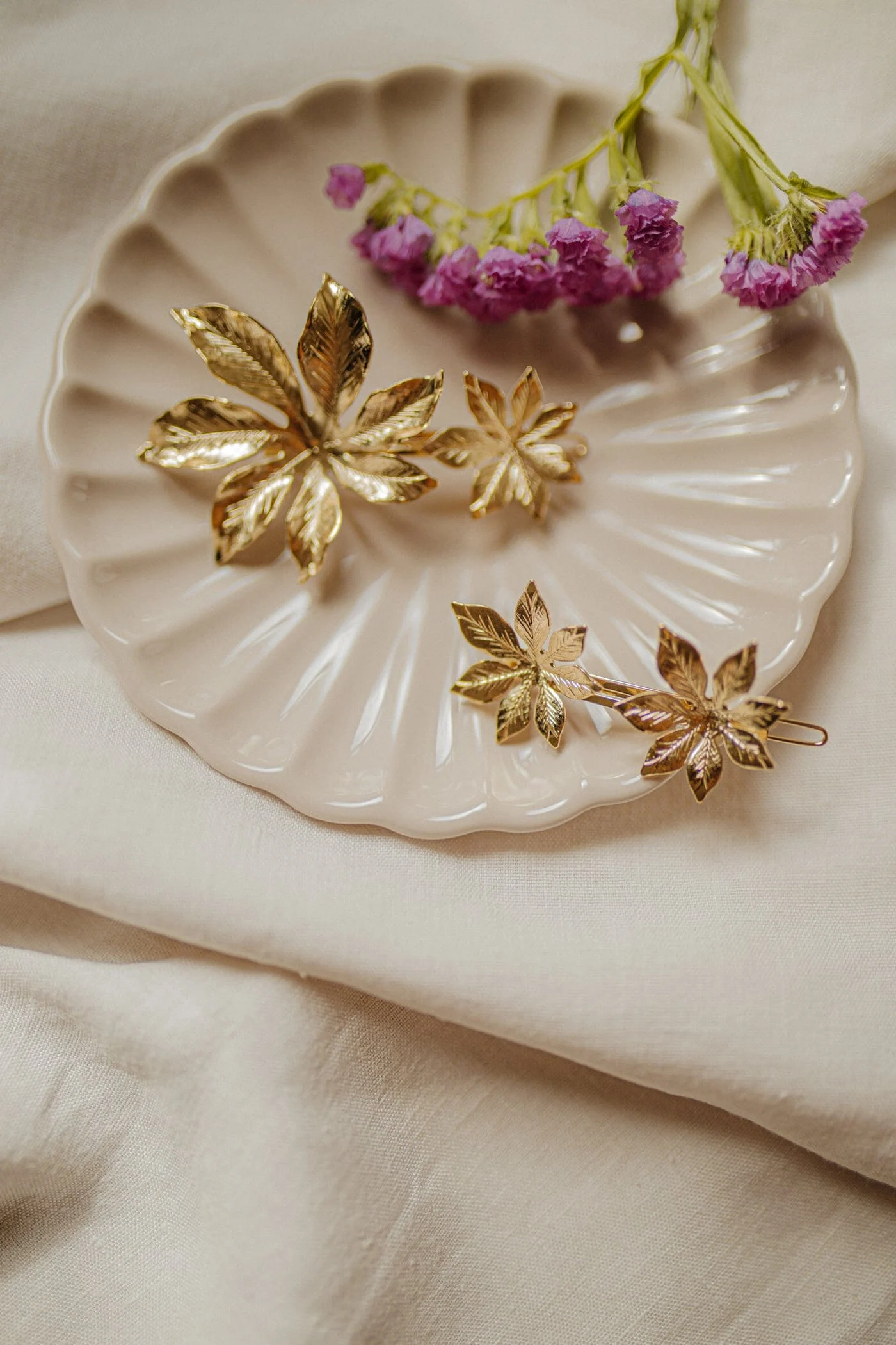CHLORIS - Barrette fleurs plaqué argent | Doré