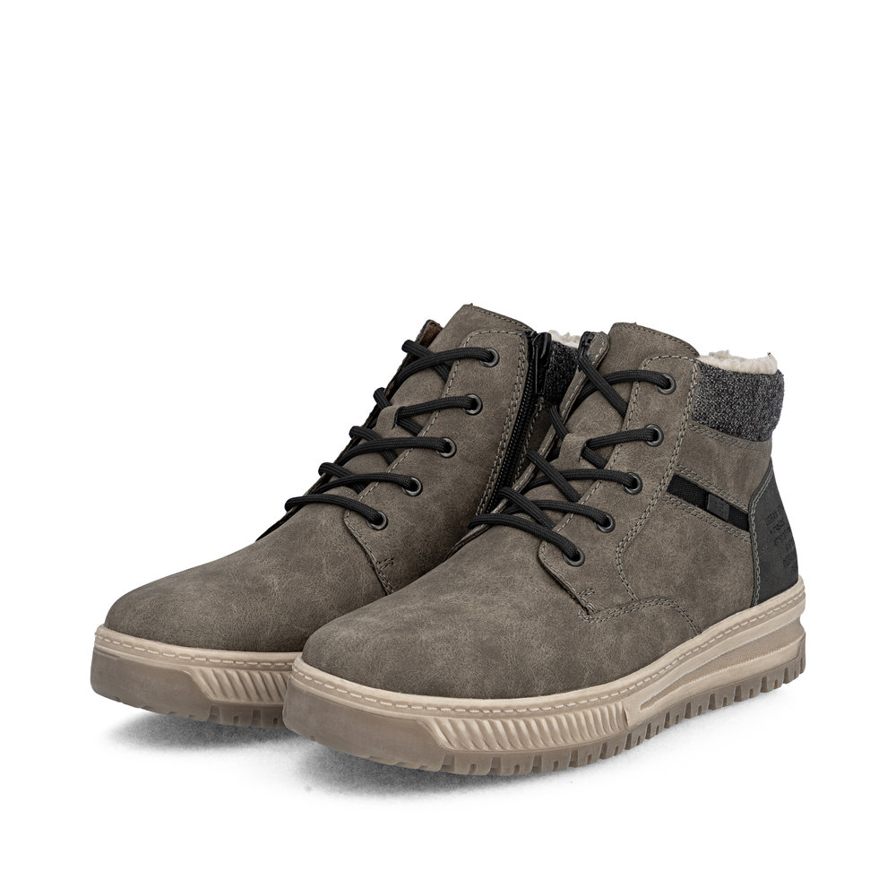 Rieker Herren-Schnürstiefel gefüttert Braun-Granit-Grau-Schwarz