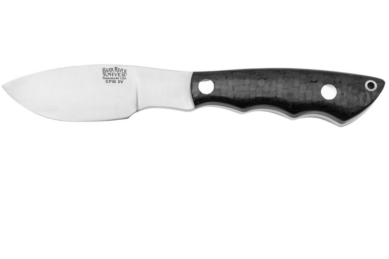 Bark River Mini Canadian CPM 3V Black Carbon Fiber, vaststaand mes