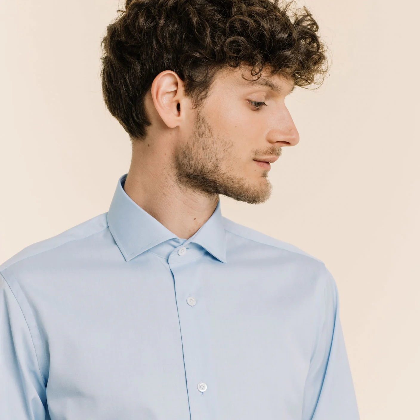Premium fitted shirt in blue double twisted pinpoint