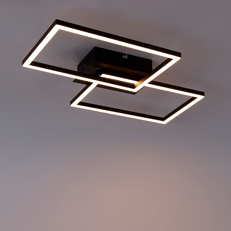 Plafondlamp vierkant zwart 3-staps dimbaar - Plazas Novo