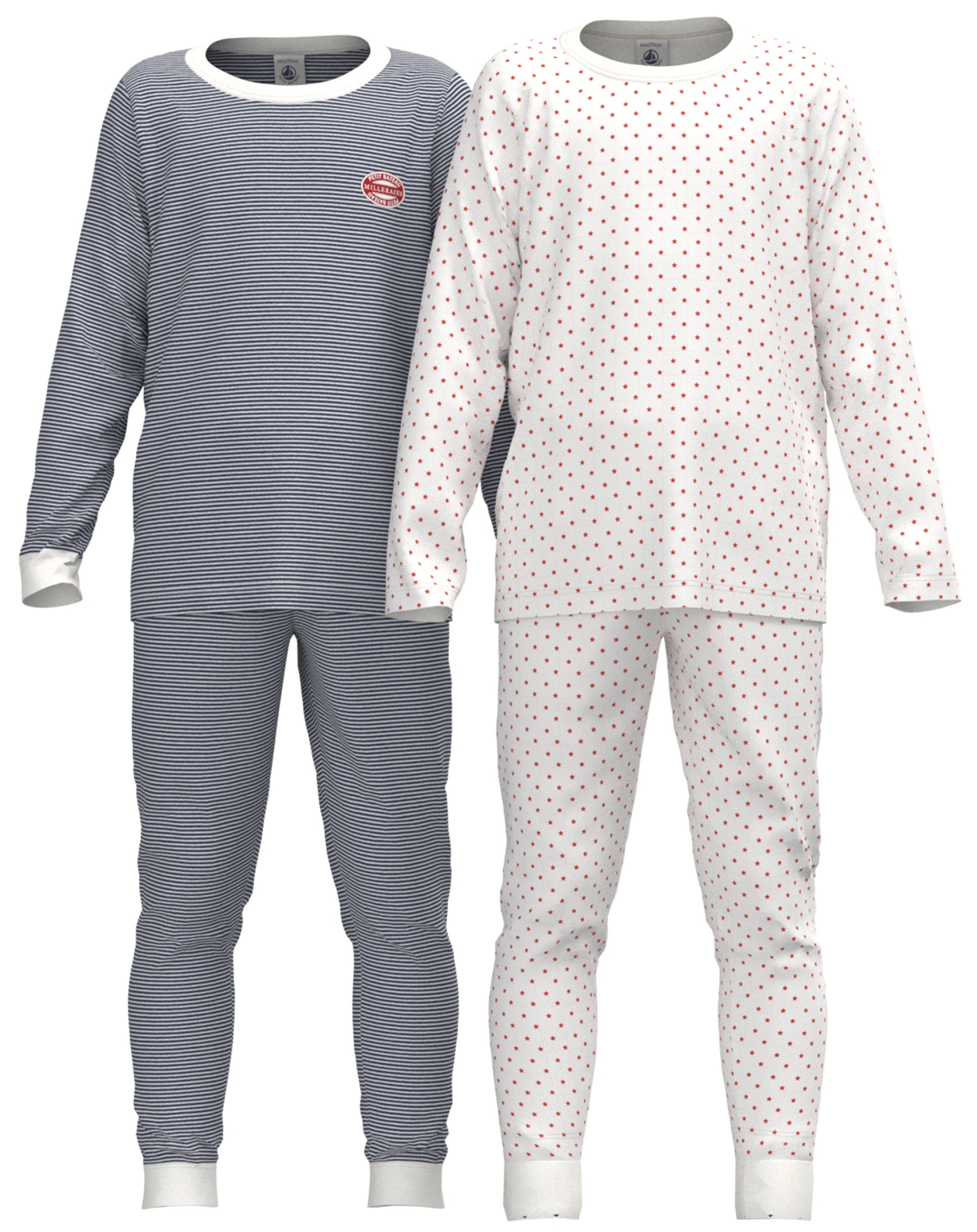 Schlafanzug lang NUIT 2er-Pack in blau/weiß