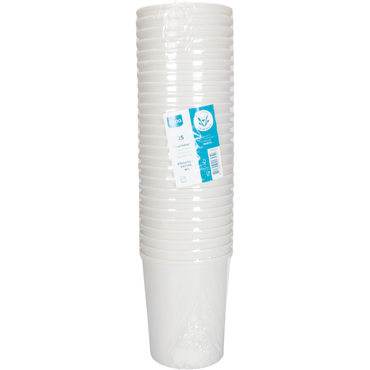Depa, Soepbeker, Karton + PE, 800ml, 32oz, 135mm, wit