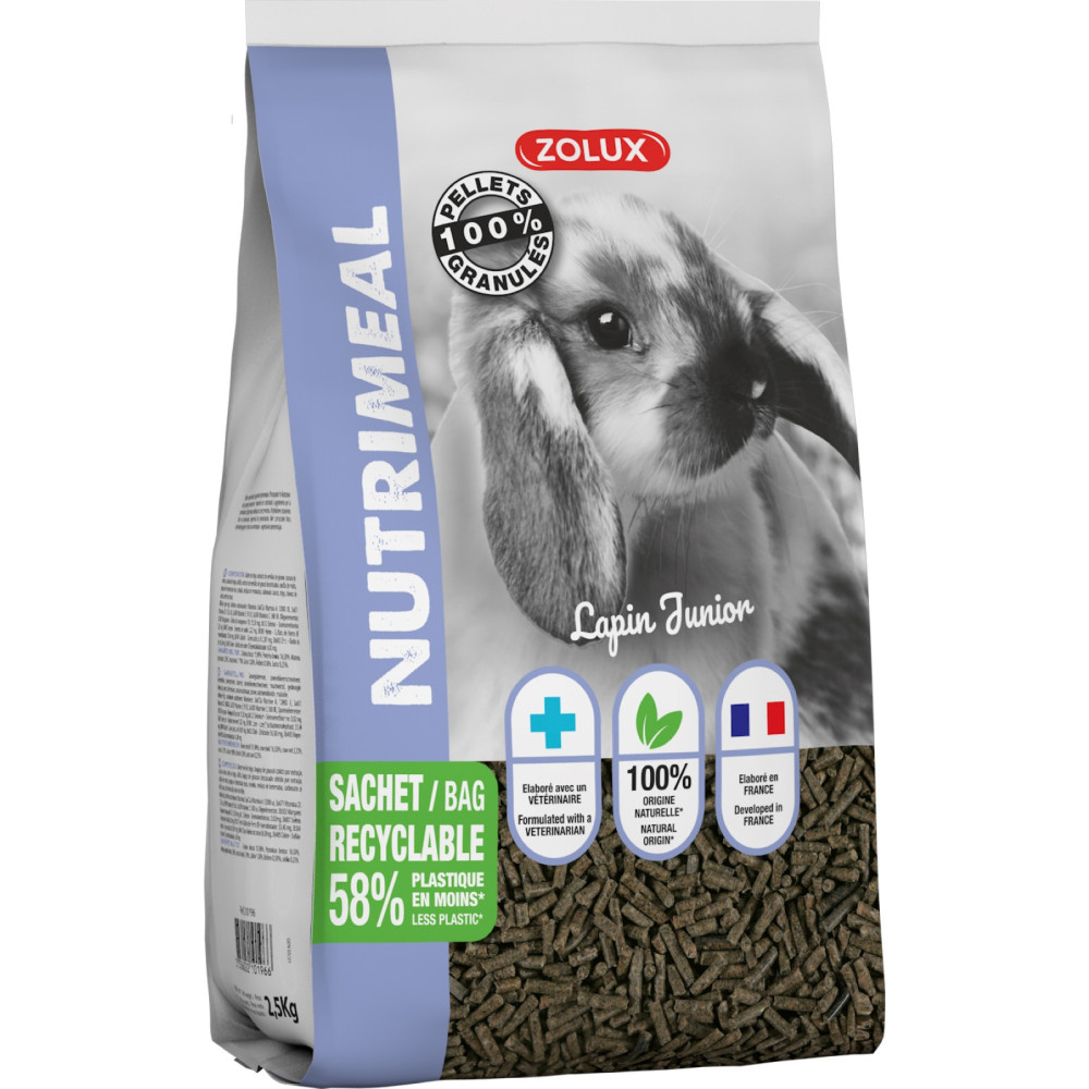 Pellets granulés lapin nain junior ( moins de 6mois) nutrimeal 2,5kg