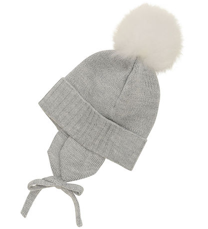Huttelihut Hue m. ?reflapper - Strik - Uld - Medium Grey Melange