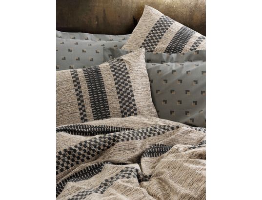 CONCEPT1 - Parure de lit housse de couette Arlo 240x220cm + 2 taies 60x60 marron