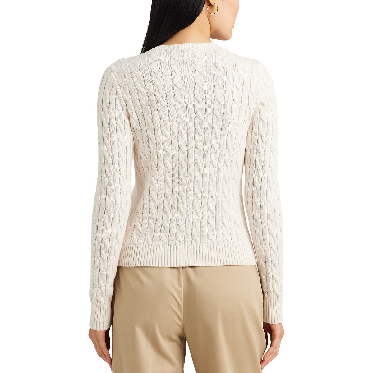 LAUREN RALPH LAUREN<br>Cardigã com tranças, gola redonda e fechamento por botões RALHAN