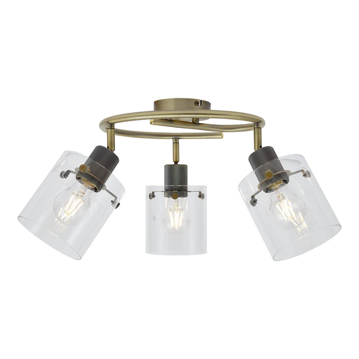 Design plafondspot brons met helder glas rond 3-lichts - Domo