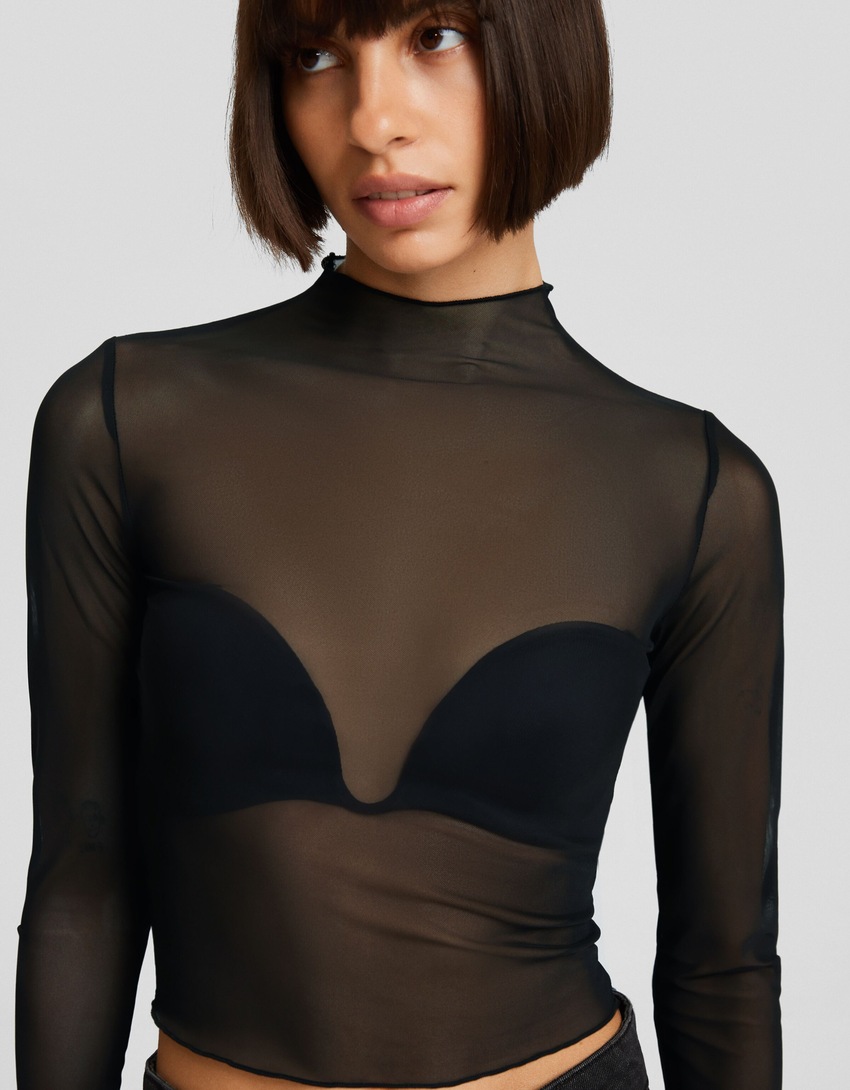 Camiseta de tule de manga comprida