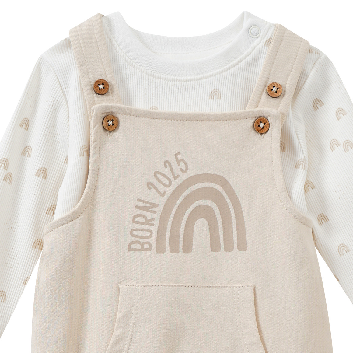 Topomini Pure Collection Newborn Strampler und Langarmshirt Born 2025 beige / weiss