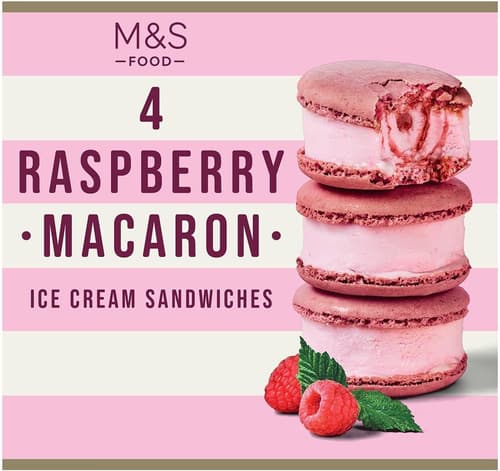 M&S Milk Raspberry Ice Cream with Raspberry Macarons