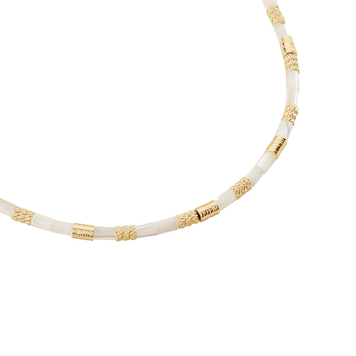 Collier Agatha Patra métal doré nacre blanche