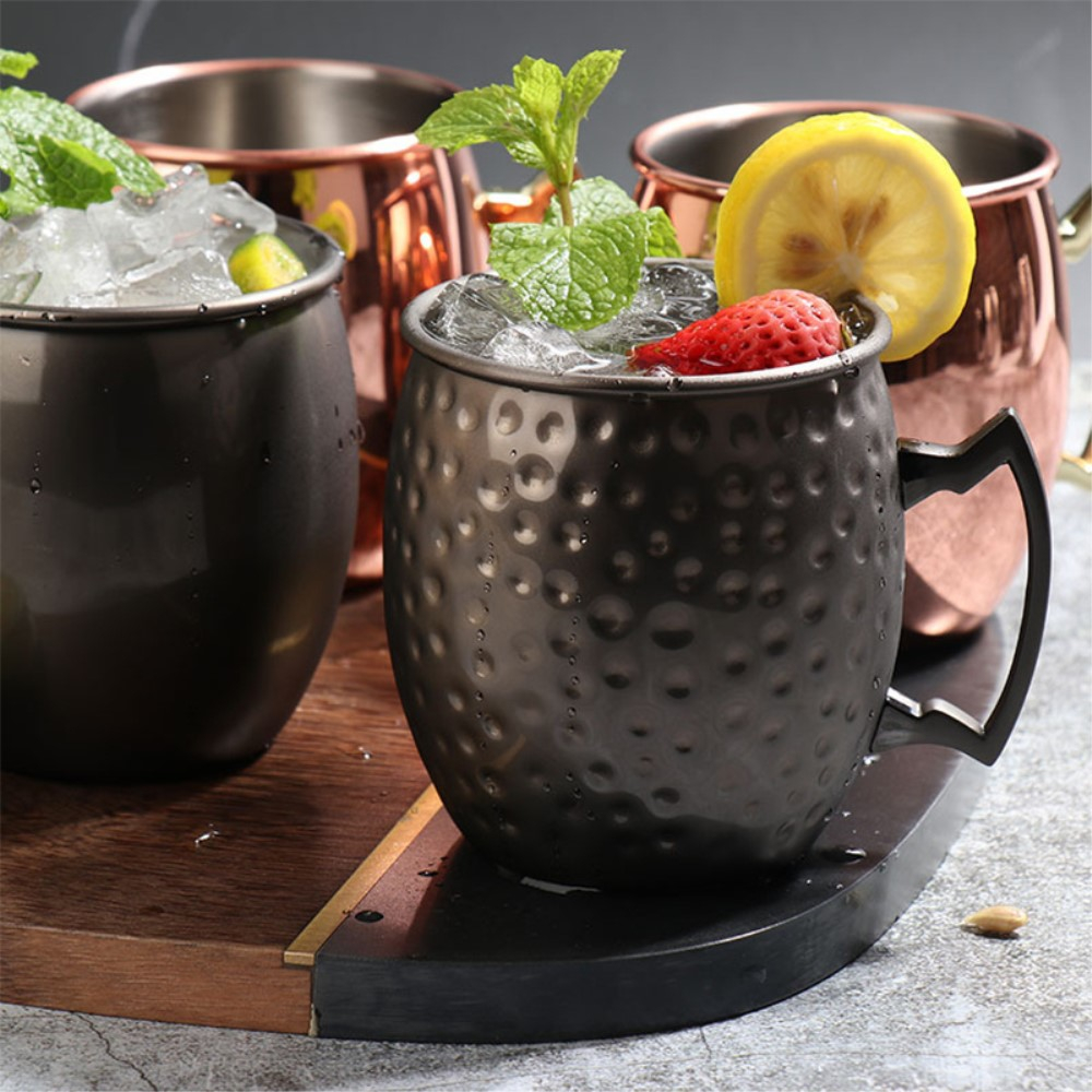 Moscow Mule Kupfer Tasse Wiederverwendbarer Kaffee Becher Tee Cup - Silber (Dots)