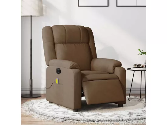 Fauteuil inclinable massant électrique marron tissu