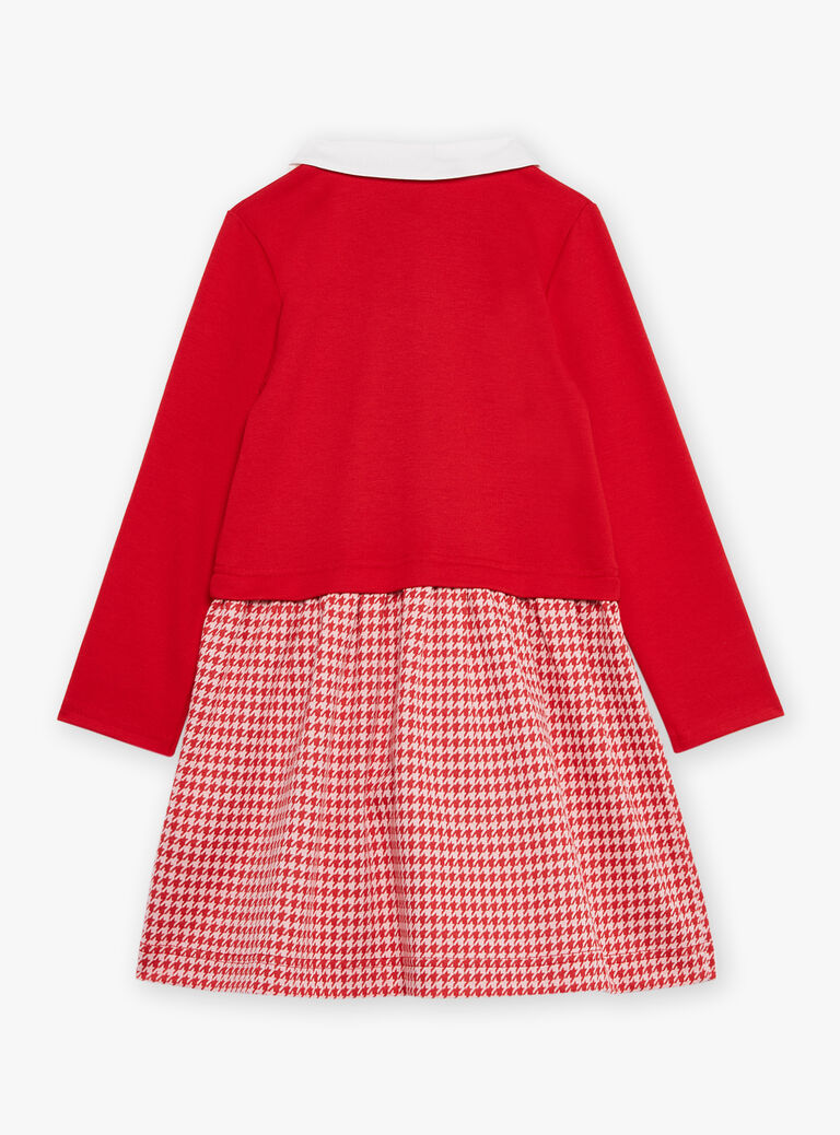 Robe bi-matière rouge vif effet 2-en-1