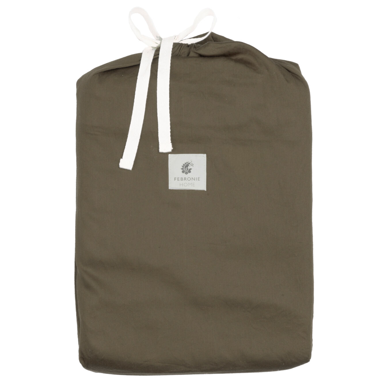 Febronie Home Drap plat 100% Satin de Coton Julia kaki