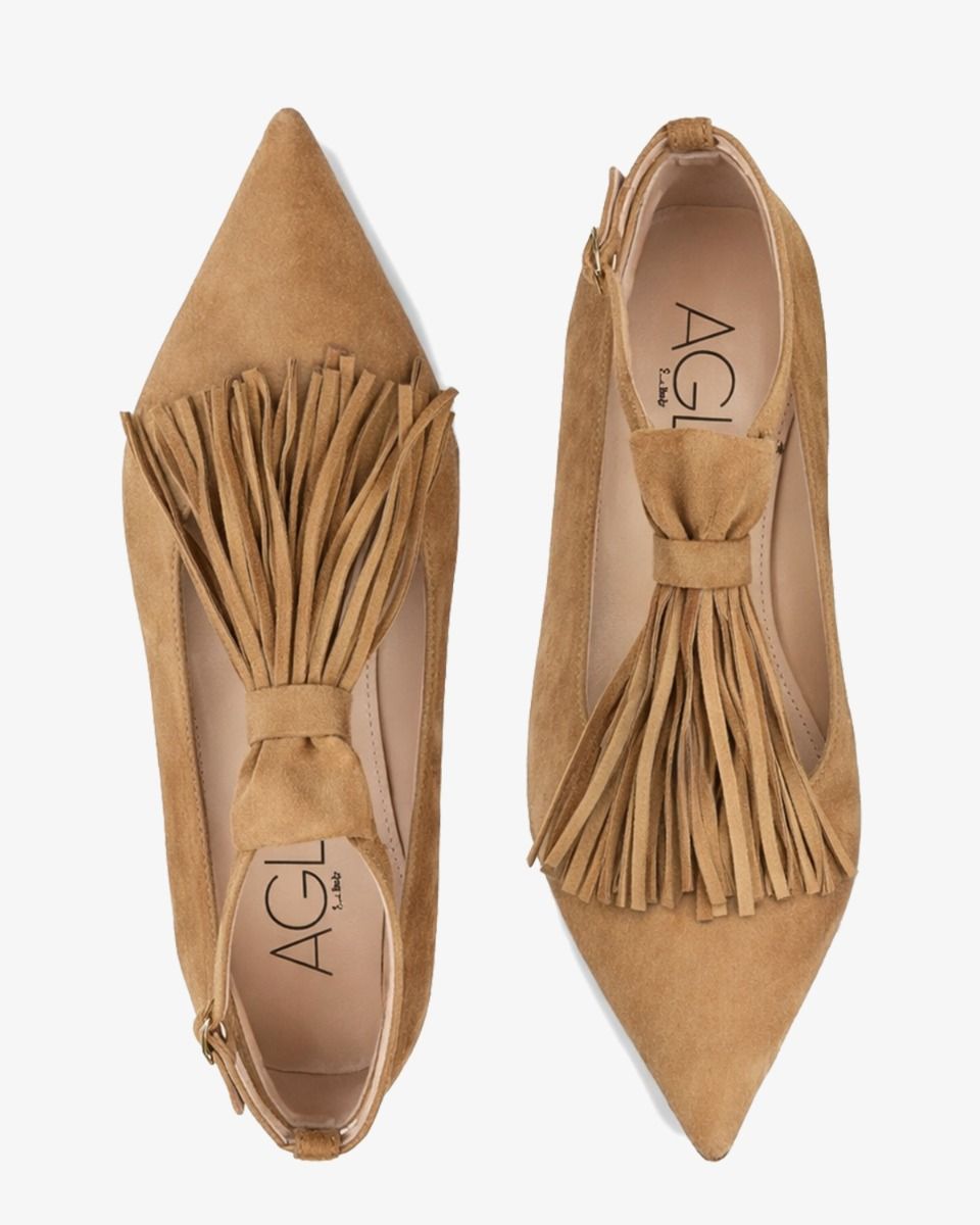 AGL Fergy Big Tassel Cognac Damesballerina's