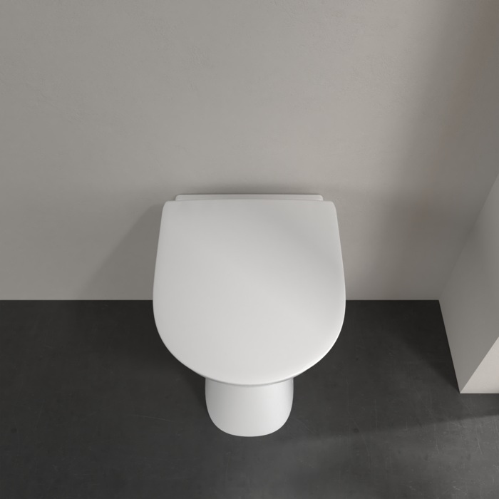 Villeroy & Boch ViCare randloos staand toilet CeramicPlus vlakspoel wit glans