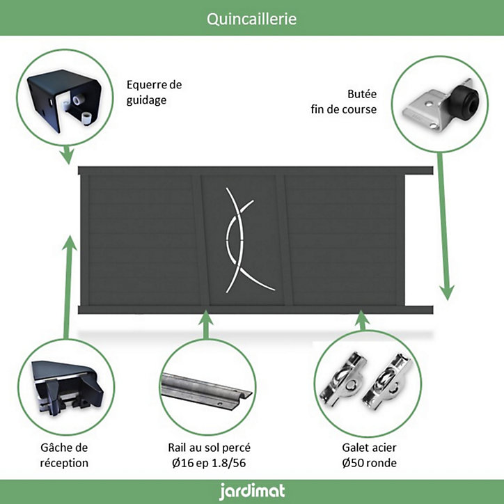 Portail Jardimat coulissant aluminium Lausanne noir 2100 - 350 x h.160 cm