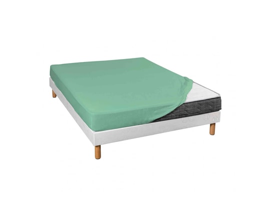 TERRE DE NUIT - Drap housse jersey vert jade bonnet 30 cm 160x190