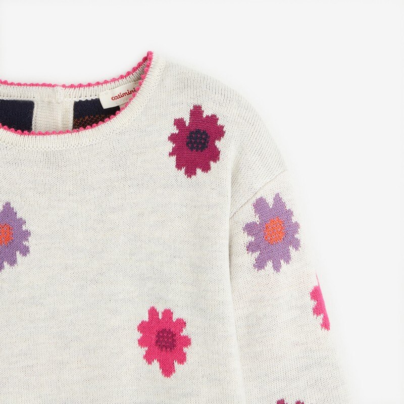 Robe grisee à fleurs pour bébé fille en tricot Catimini Gris ou noir