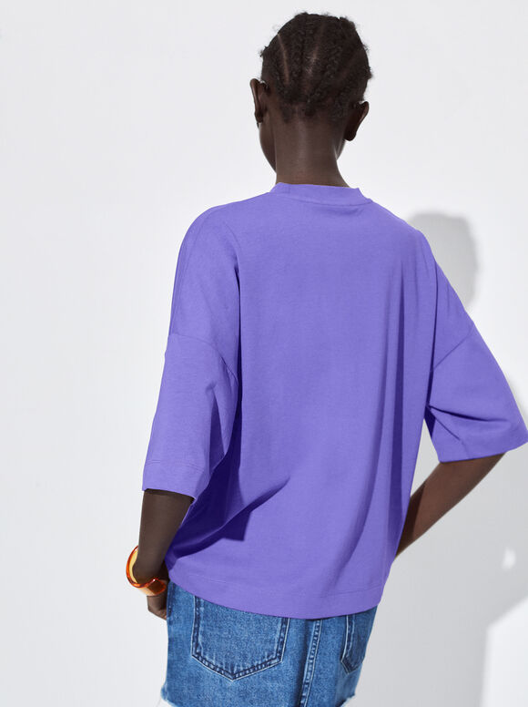 Camiseta de gola redonda - Violeta