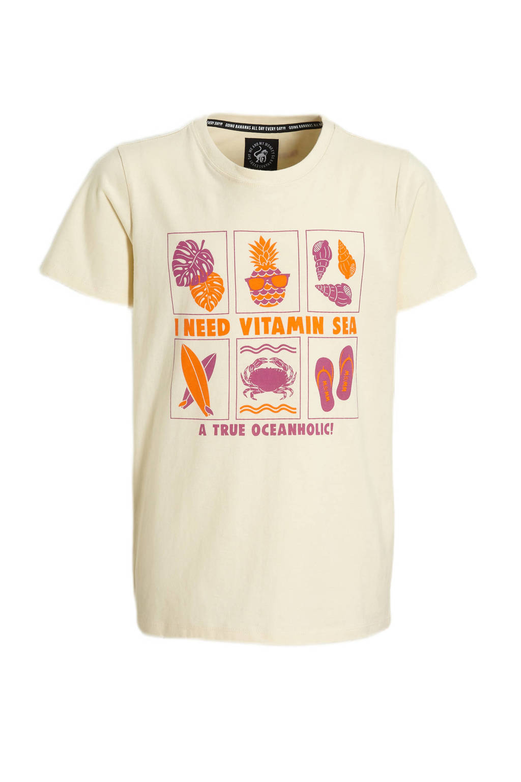 Me & My Monkey T-shirt Perat met printopdruk beige