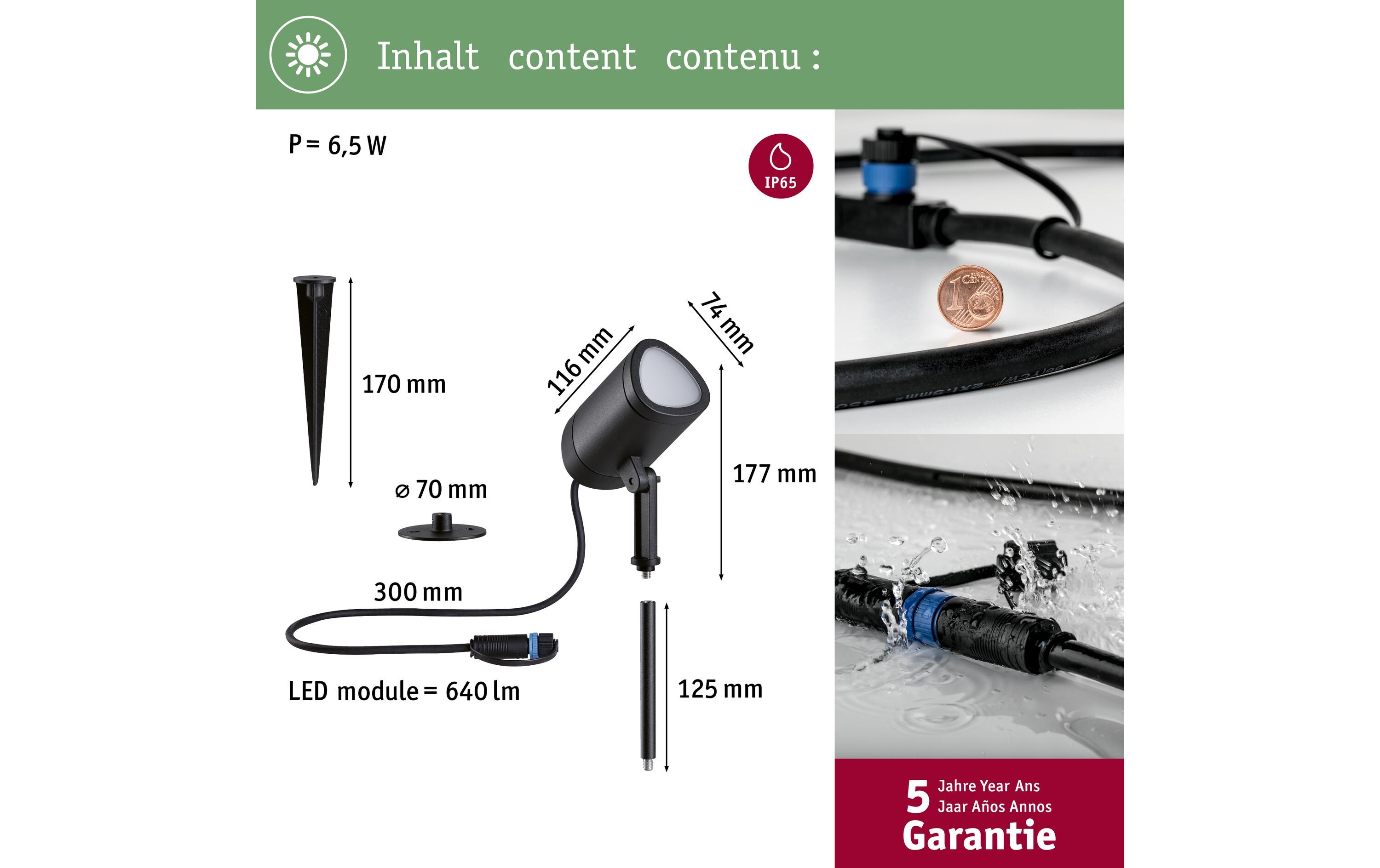 Outdoor Gartenspot Plug & Shine Shira, RGBW, 6.5W, AnthrazitLED Gartenstrahler