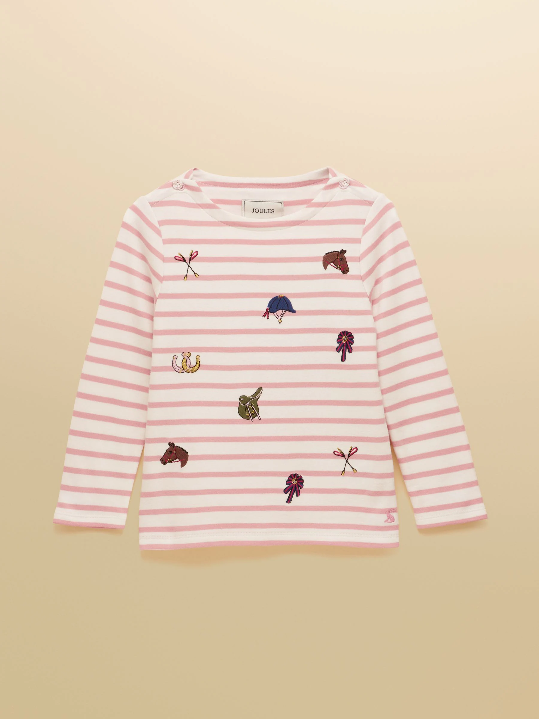 Roze crème - Joules Girls' Harbour Long Sleeve Jersey Top