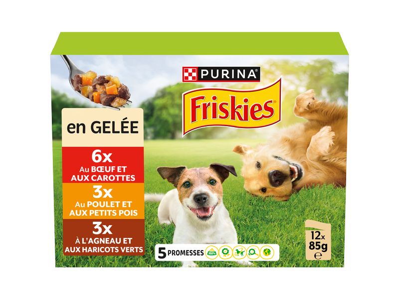 Purina Friskies Nassfutter Adult Huhn, Lamm, Rind mit Gemüs Feuchtnahrung für erwachsene Hunde