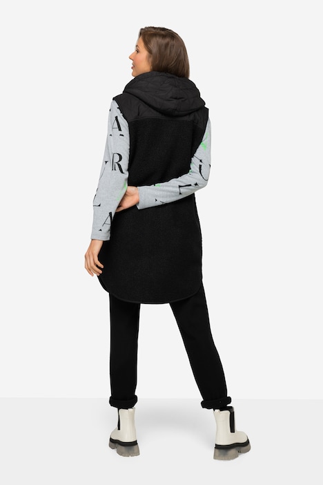 Weste, Teddyfleece und Stepp, Kapuze, 2-Wege-Zipper, OEKO-TEX