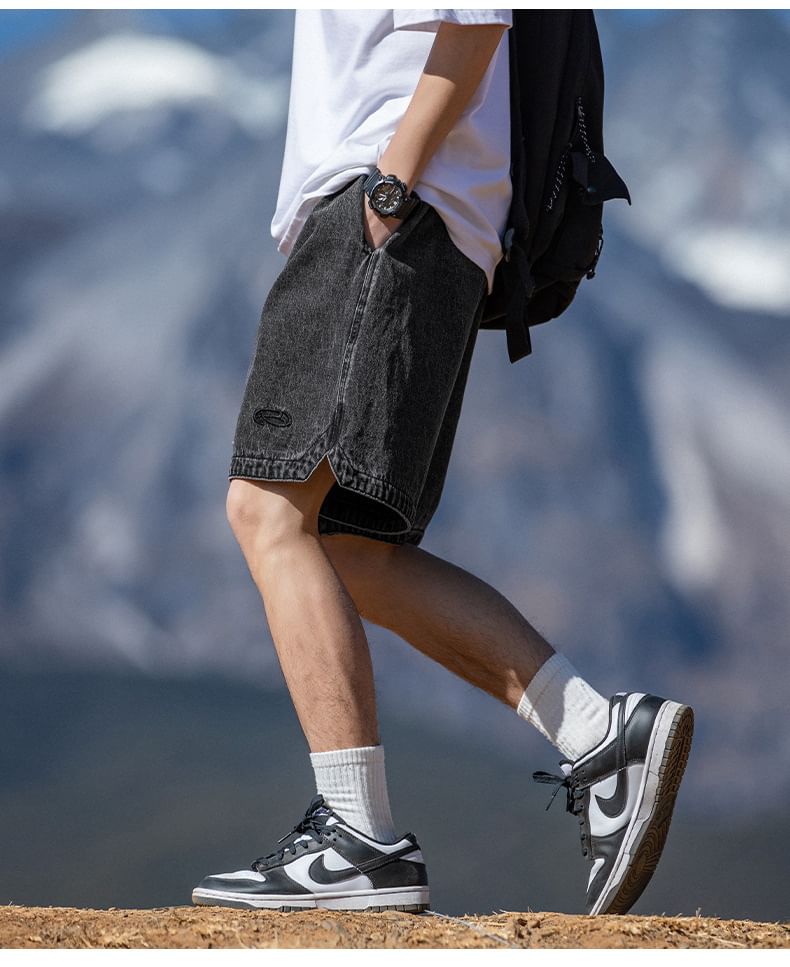 Really Point - Gewassen denim shorts met trekkoord in de taille