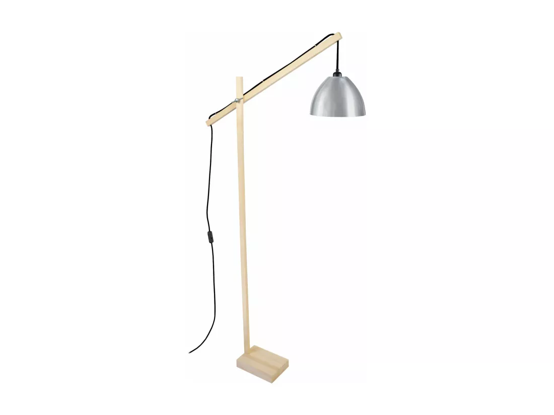 Lampadaire articulé bois naturel,aluminium 180 cm.