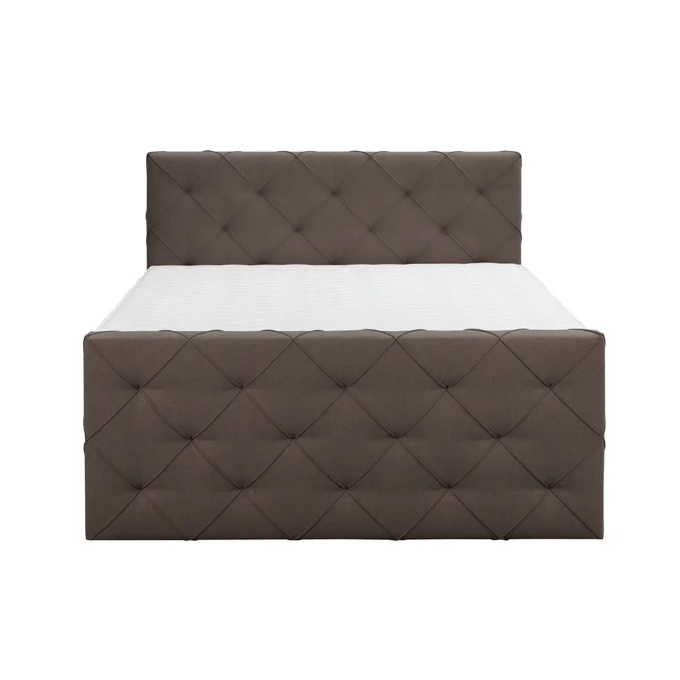Boxspring met voetbord Liv geruit - donkerbruin - 140x200 cm - vierkante poot