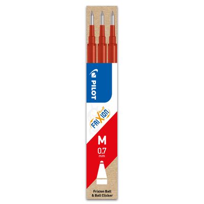 Pilot Frixion Ball - 3 Recharges pour rollers effaçables - 0,7 mm - rouge