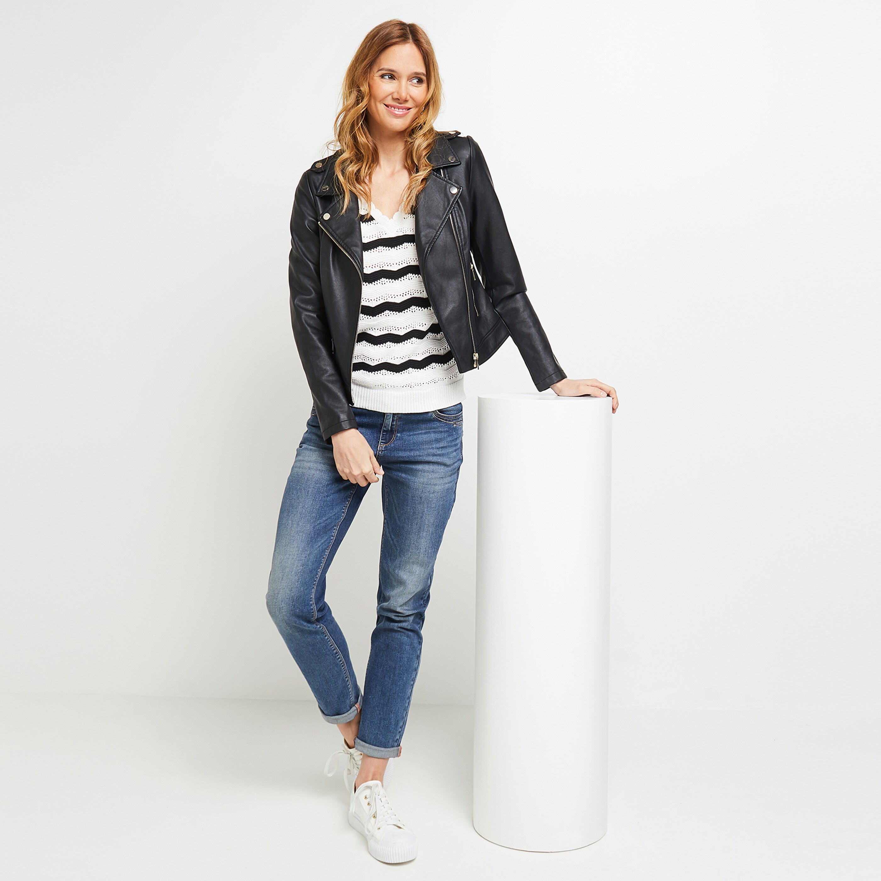Blouson simili femme - NOIR