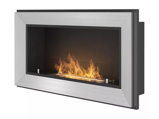 Cheminée au bioéthanol encastrable en acier inoxydable Frame 900 SimpleFire avec verre