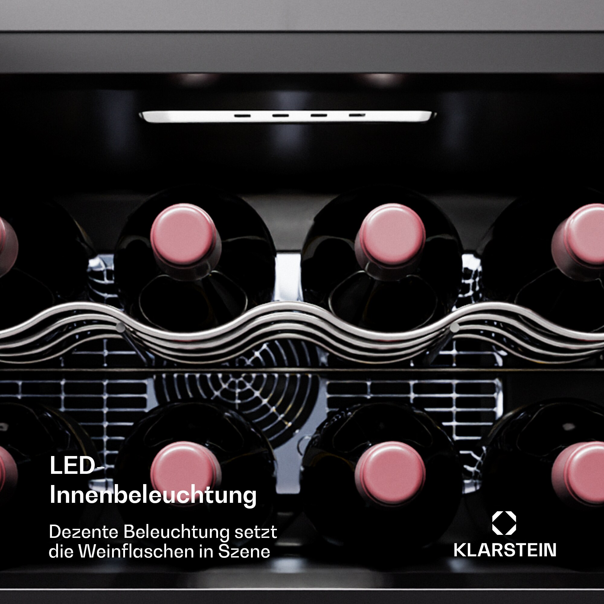 Shiraz 8 Uno Weinkühlschrank 8 Flaschen 8 - 18 °C Touch-Control Schwarz 8 Flaschen 1 Kühlzone