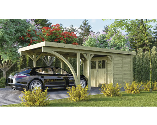Enkele carport Karibu Bremm 2 variant B 318x670 cm drukgeïmpregneerd