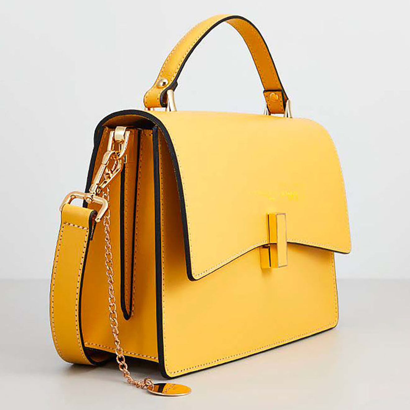 Christian Laurier Sac à main en Cuir Emma jaune clair - 28x19x9.5 cm