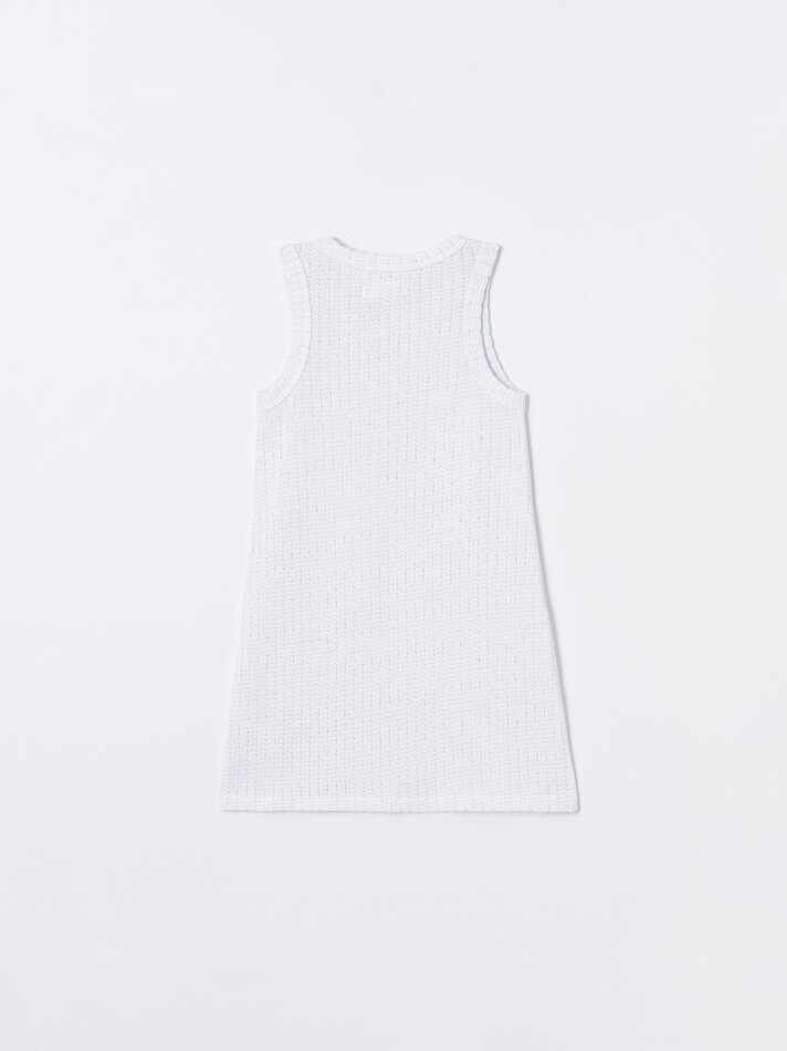 Vestido de malha com corte brilhante - Branco