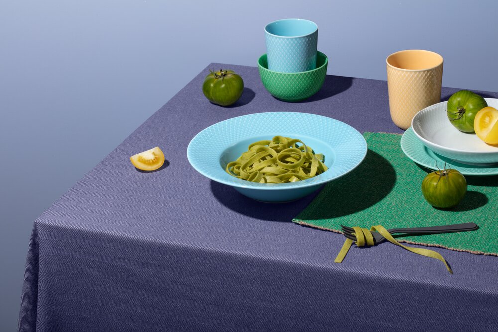 Lyngby Porcelæn  Rhombe Color Dyb tallerken, turkis - Ø24,5 cm